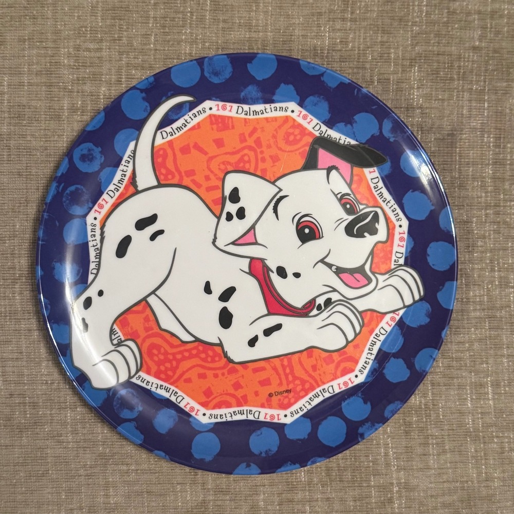 Vintage 90s Disney 101 Dalmatians Zak Designs Melamine Plate Puppy Blue & Orange
